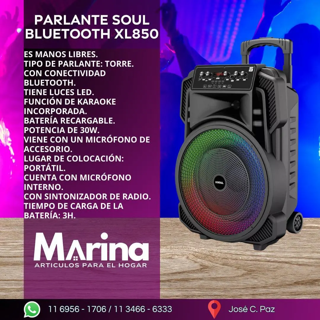 Parlante Soul Bluetooth XL850